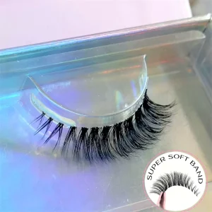 Trend 3D Faux Mink Eyelashes Superfine Soft Invisible Silk Clear Band Wispy Cruelty Free Synthetic Hair