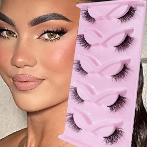 Tryphaena 5Pairs Cat Eye Half Full Strip Lashes Private Label Makeup Wispy False Eyelashes