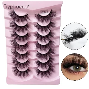 Tryphaena 7Pairs Fluffy Lashes Strips Faux Mink Eyelashes Vendors Private Label 15mm 18mm 20mm Fake Lash Makeup