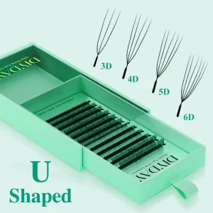 U Shape 3D Soft Easy Fan Premade Eyelash Fans For Winged Eco friendly
