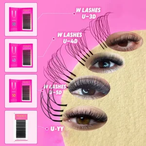 U Shaped PBT Handmade Individual Lash Extensions Korean Material Soft 2D 5D CC D M L Curl YY Lashes