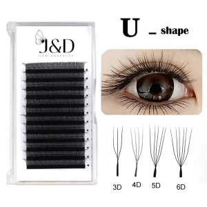 U Shaped YY 3D 4D 5D 6D Eyelash Extension Premade Fans Mega Volume Parallel Bloom Lashes 0.07mm