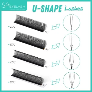 U Shaped YY Lashes Private Label Natural Long Soft Synthetic YY Clover Lashes W Lash Extensions