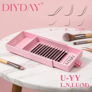 U YY Lashes 12 Rows 0.07mm C D L N LU M Matte Black Natural Soft PBT Salon Grafting Lashes