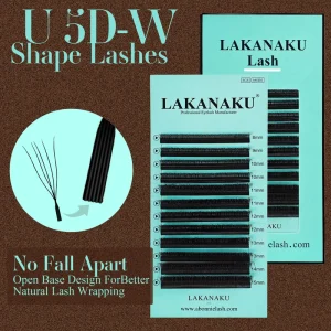 U shaped 3D 4D 5D Eyelash Extension New Style U Shape W Bloom Lashes Premade Fans Lightweight Fluffy U Fio Lashes