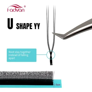 U shaped Y Lash Extensions 0.07mm Thick 8-15mm Mix Easy Graft Wispy Self Fanning 3D Korean PBT Vegan Cruelty Free Eyelashes