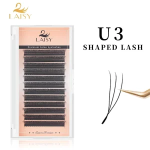 U3 U4 U5 Shape Premade Eyelash Extensions Flat Option Dense Pack Volume Lashes Full Curls Lash Tray