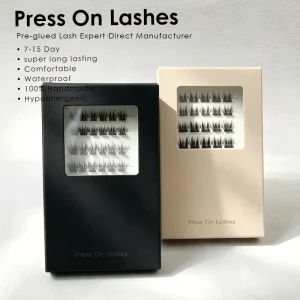 UK Market No Glue Cluster Lashes CPSR Waterproof 100% Handmade Long Lasting Manga Custom Size Curl Pre Glued Strip Lash