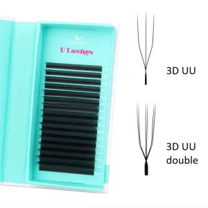 UU Lash Double Tip 3D W Lash Matte Black Cashmere YY Lash Custom Logo Velvet Mink Natural Lashes Extension