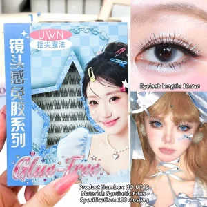 UWN Finger Magic False Eyelashes Fishtail Style with Sparkly 11mm Curly Voluminous Synthetic Lash 120pcs No Glue Lashes