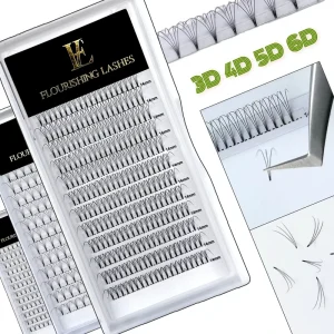 Ultra Black Individual Volume Premade Fans Lashes 3D 4D 5D 6D 0.07MM 0.10MM Fan Eyelashes Made With Korean PBT FIBERS