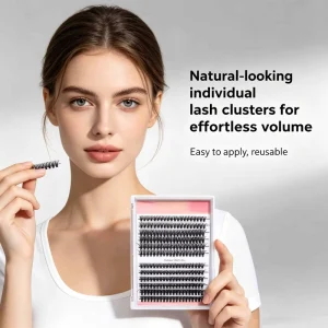 Ultra Soft Individual Cluster Lashes DIY Eyelash Extensions D Curl Mixed Length Natural Volume False Eyelashes
