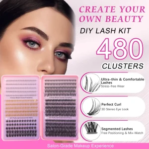Ultra-Thin Band Handmade DIY Cluster Eyelashes 0.03 mm Individual Segmented Lashes 12 Rows 10D 20D