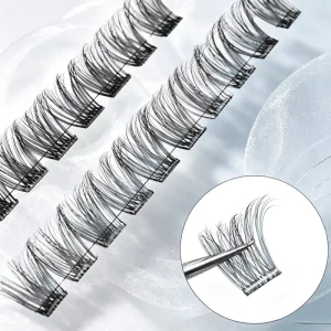 Ultra Thin Band Wispy Fluffy Mix Length DIY Self Application Segmented Lash Extension Kit Cluster Eyelashes