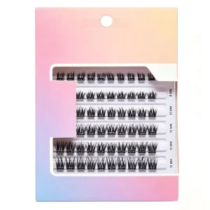 Ultra-Thin Handmade Band Natural Look 9-16mm Cluster Eyelashes Reusable Soft Wispy Latex-Free Comfortable Wear Black Cotton