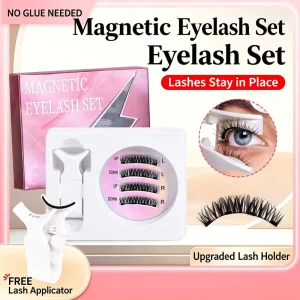 Upgraded Positioning Magnetic Half Set Ultra Light Synthetic Fiber False Eyelashes Natural Easy Application Glueless Reusable