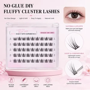 Upper Cluster Lashes Handmade Self Adhesive No Glue False Eyelashes Natural Volume DIY Lash Extensions Black Cotton Stalk