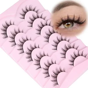V09 Anime Lashes Synthetic Hair Wispy Spikes Fairy Gyaru Style Reusable Cotton Band 7-Pair Pack
