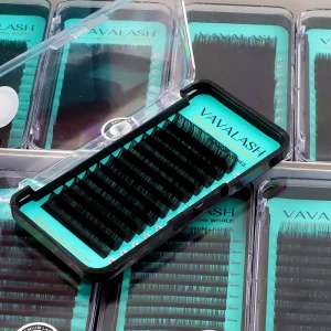 VAVALash Lash Trays Matte Dark Black Volume Silk Eyelash Cashmere Lash Extension Supplies .03 Bulk Volume Lash Trays