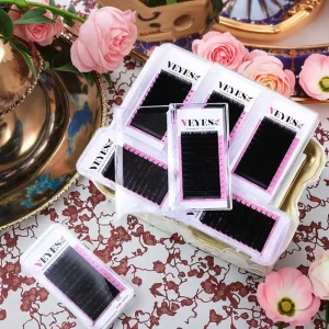VEYES Custom Handmade 25mm Velvet Cashmere Fur Individual Eyelash Extensions 0.07mm Thick Natural False Eyelashes 16mm