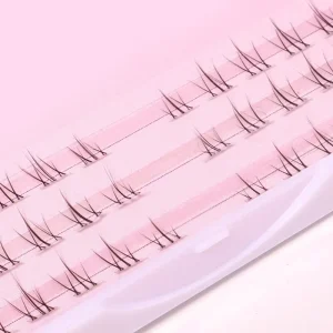 VEYES Natural Handmade Wispy Mink Eyelash Extensions Soft Individual Bottom Silk Eyelashes Segmented Tray Custom Logo Makeup