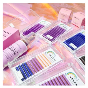 VEYES Professional Individual Eyelash Extensions Dark Brown and Rainbow Multiple Colors Private Label Lash Colorful Eyelashes