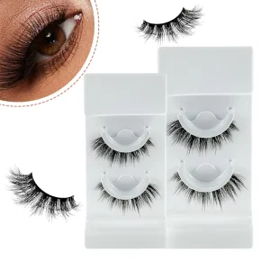 VL068 Faux Mink Hot Melt Pair False Eyelashes Can Be DIY Swan like Soft Black Cotton Band 0.05mm Thickness Reusable Cruelty Free