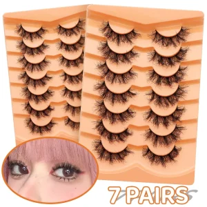 Valentine Gift Lashes 7 Pair Natural-Look Soft Strip Eyelash Synthetic Hair Easy-to-Wear Long Lasting Full Strip Lashes