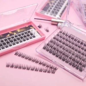 Vegan C D Curl 8 25mm Individual Eyelash Clusters Wide Thin Band DIY Lashes