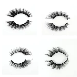 Vegan Cruelty Free Black Cotton Band Strip Faux Mink Lashes Cat Eye False Eyelash 3D Fluffy Eyelashes