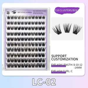 Vegan Cruelty-Free Custom Logo Diy Cluster Eyelashes Reusable Cluster Lash Extension for 0.07mm Thickness C Curl 8-14mm Mixed