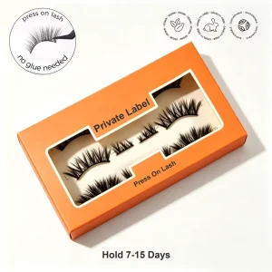 Vegan Cruelty Free Handmade No Glue Need Eyelashes Pre Glued Strip Lashes Nature Under Press on Full Lashes