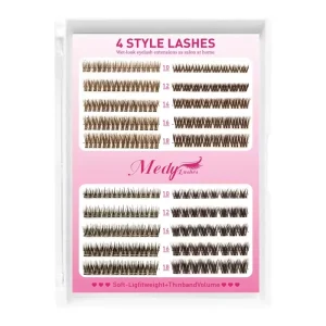 Vegan Cruelty Free Handmade Press Cluster Lashes Black Cotton Stalk Glue Free Natural Volume Self Adhesive Eyelashes for Wedding