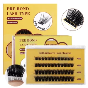 Vegan Cruelty Free Press on Lash Clusters Self Adhesive 5D Wispy Fluffy Preglued Segmented Eyelashes Diy Cluster Lash Extension