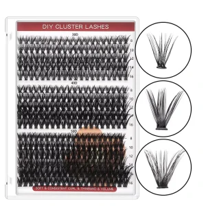 Vegan Eyelashes Cluster Lashes Custom Private Label D Curl Cluster DIY Lash Extensions Tray Individual Fan Cluster Lash Kit