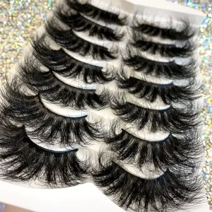 Vegan Faux Mink Eyelashes 25mm Fluffy Full Strip Lashes 3D 4D 5D Natural 3D Lashes Custom Logo Cruelty-Free Makeup