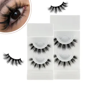 Vegan L061 Faux Mink Full Strip Eyelashes Cruelty Free Reusable 0.05mm Thickness Mix Length Achieve Natural Look Eco Friendly