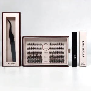 Vegan Natural Looking Superfine Band DIY Lash Cluster Kit CustomLogo Lash Boxes Precut Segment Extension Reusable Fake Eyelashes