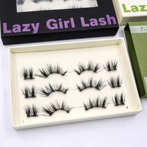 Vegan Plant Fiber Pre Glued Strip Lashes Invisible Clear Band Self Adhesive Cruelty Free Full Strip Eyelashes