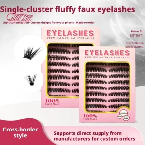 Vegan Synthetic 3D Faux Mink Fluffy Eyelash Clusters DIY Private Label Custom Logo Lash Kit