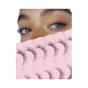 Vegan Synthetic Hair Short Natural Eyelashes Clear Band False Eyelashes 12mm Wispy Semi Hand Made 0.07MM Thickness H24