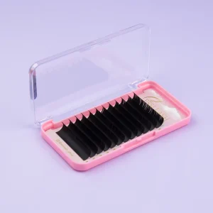 Velvet Cashmere Matte Black Eyelash Extensions Custom logo Korean PBT Fiber Volume Mix Curl Eye Lash Trays