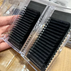 Velvet Volume Eyelash Extensions Supplies Private Label Individual Lash Trays Dark Matte Black Cashmere Lash Extensions