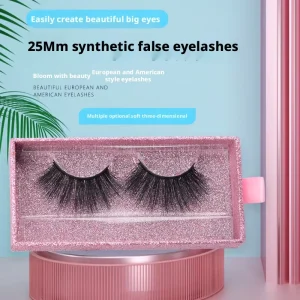 Vendor Reusable Soft Extensions Two Tone Color Thick 25Mm Bulk Fluffy 3D Faux Mink Volume Half Strip Magnetic Lashes