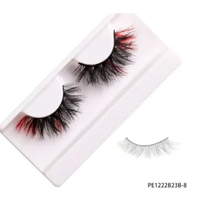 Vintage Red and Black Gradient Mink False Eyelashes Fluffy Curly Dramatic Stage Lashes 1 Pair