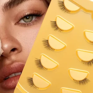Viral 5 Pairs Half Lashes Natural Curly Invisible Band Winged Elongated Cat Eye False Eyelashes