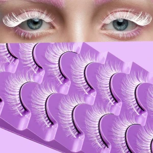 Viral Cross Border New Dramatic Festival White False Eyelashes Natural Long Short Synthetic Fiber Lashes Holiday