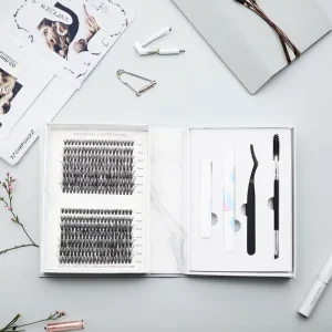 Virilashes High Quality Thin Band Segment Eyelash Extension Kit Cluster Eyelash Private Label Full Strip Eyelashes DIY