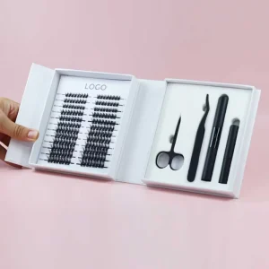 Volume Cluster Lashes Custom Logo Ultra Thin Band D Curl Lash Clusters Fluffy Precut Segment Cluster Lashes