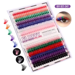 Volume Colorful Private Label Lashes Trays Silk Mix Box Brown Colorful Individual Eyelash Extension
